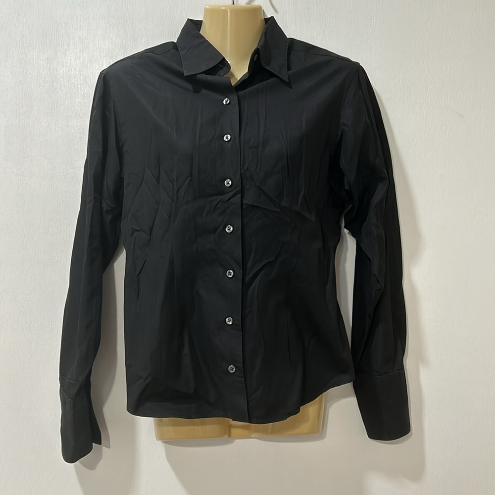 THOMAS PINK WOMEN BLACK CLASSIC SHIRT BOTTOM UP Sz 10
